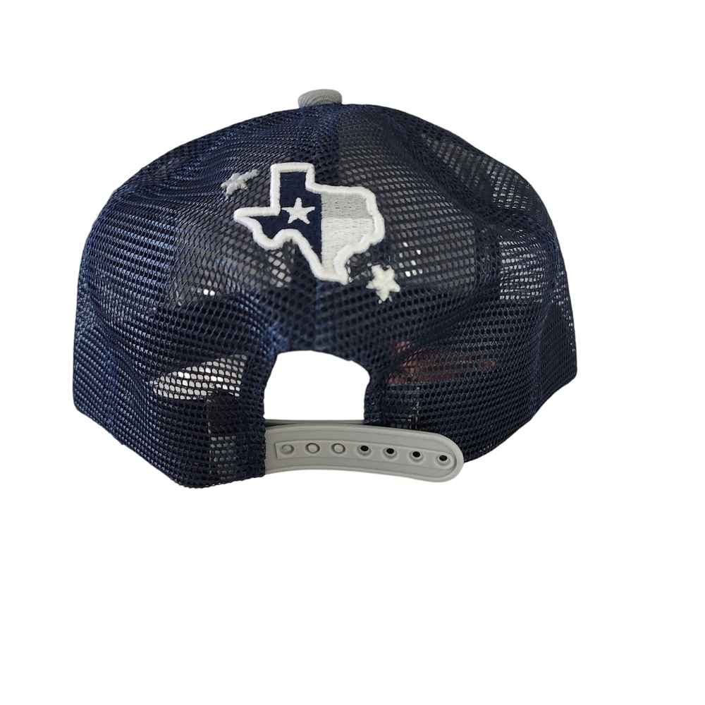 Men'sDallas Snapback Trucker Hat – Blue & Gray Mesh Cap w/ Embroidered Design - Picture 5 of 9